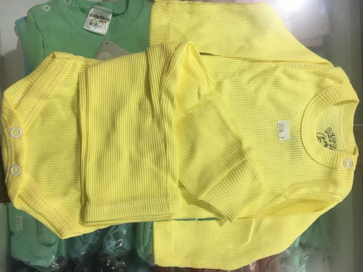 Imagem de Body e Calça canelada P (3-6) meses ( amarelo) 