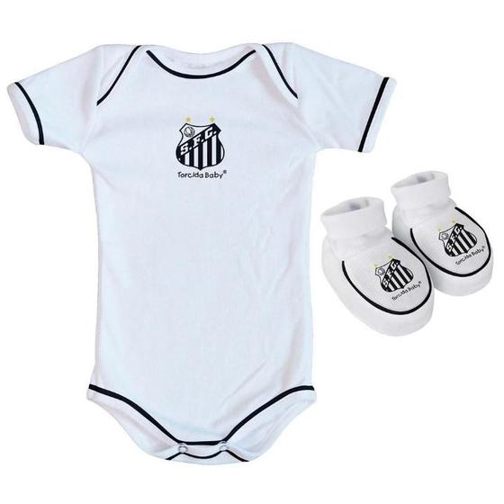 Imagem de Body e Pantufa Bebê Santos Branco - Torcida Baby