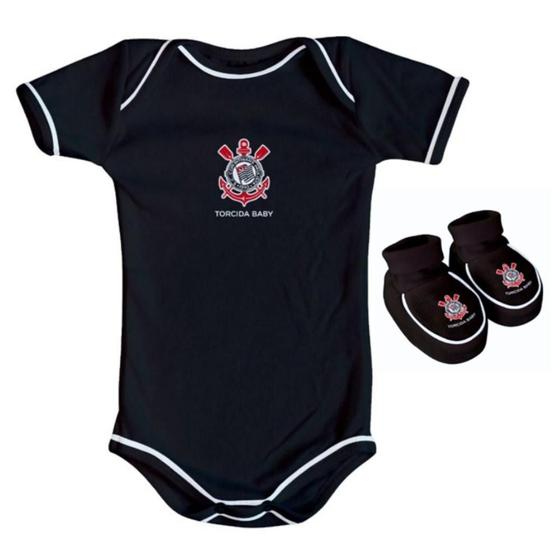 Imagem de Body e Pantufa Corinthians Preto Torcida Baby