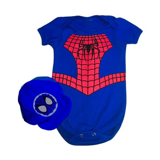 Imagem de Body Fantasia Heroi Bebe Aranha Boina Mêsversário