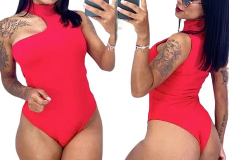 Imagem de Body feminino regata um ombro só gola alta moda feminina