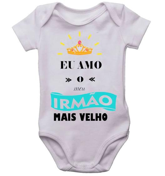 Imagem de Body infantil amo meu irmão mais velho roupinha de bebê bori