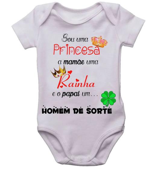 Imagem de Body infantil filha princesa mãe rainha pai de sorte bori