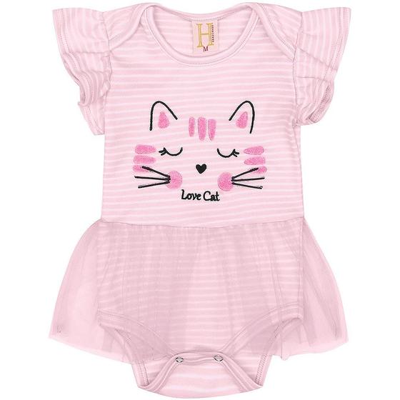 Imagem de Body infantil manga curta love cat hrradinhos ref:13513 p/g