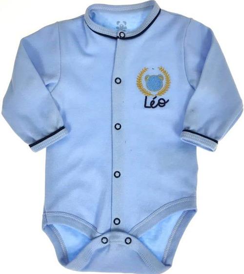 Imagem de Body longo azul com botões personalizado com o nome do bebê urso