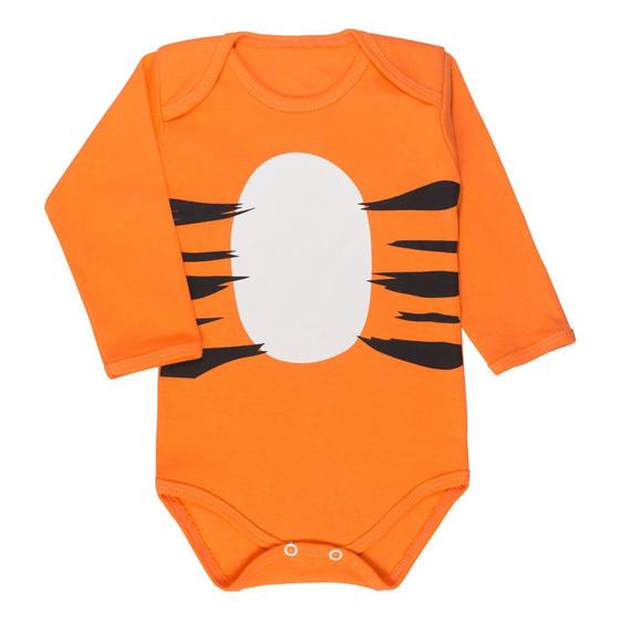 Imagem de Body longo suedine laranja para bebê tigre