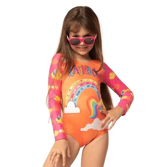 Imagem de Body Manga Longa Colorido Infantil Menina Peixote Kids 650054