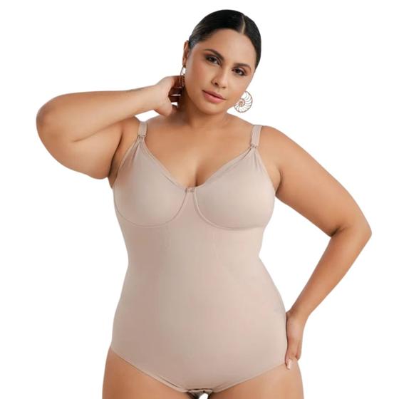 Imagem de Body Modelador Gestantes Cinta Plus Size de Média Compressão Sem Bojo Bodi p/ Pós Parto Cirúrgico