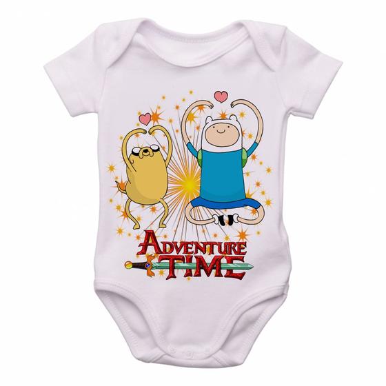 Imagem de body nenê criança roupa bebê  Adventure Time Jake Finn corações