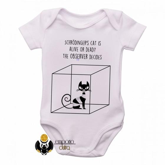 Imagem de body nenê criança roupa bebê Gato de Schrödinger 