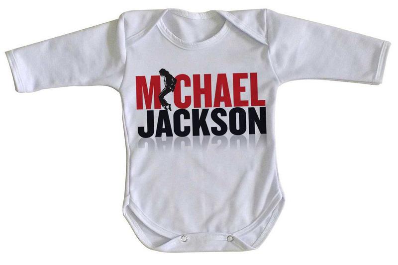 Imagem de body nenê criança roupa bebê manga longa Michael Jackson rei pop