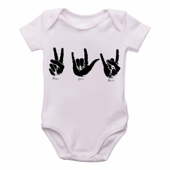 Imagem de body nenê criança roupa bebê Paz love rock