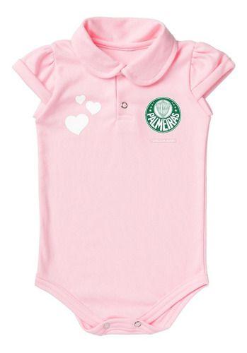 Imagem de Body Palmeiras Bebe Recem Nascido Branco Ou Rosa Oficial - Rosa - G (6-9 meses)