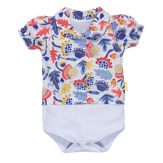 Imagem de Body para bebê menina camisa curta floral branco