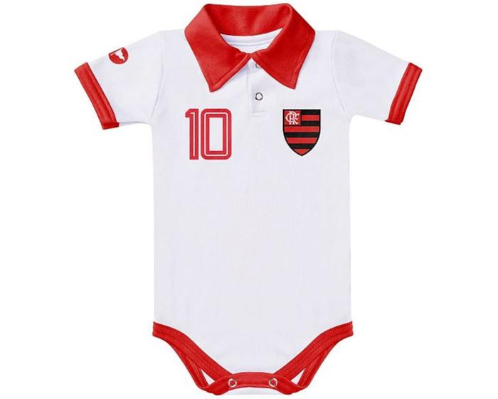 Imagem de Body Pólo Bebê Flamengo Branco Manga Curta - Torcida Baby