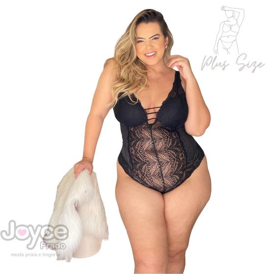 Imagem de Body Premium Plus Size Renda Com Bojo Preto 243.04