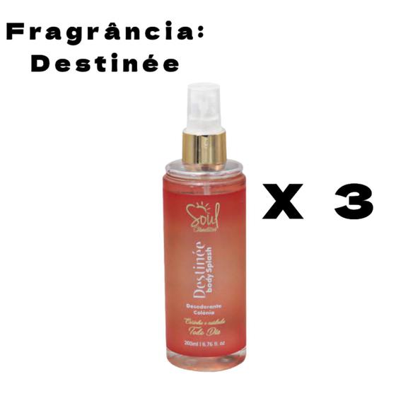 Imagem de Body Splash Soul Cosméticos Perfume Corporal Desodorante Colônia Secret, Destinée e Splash 200ml