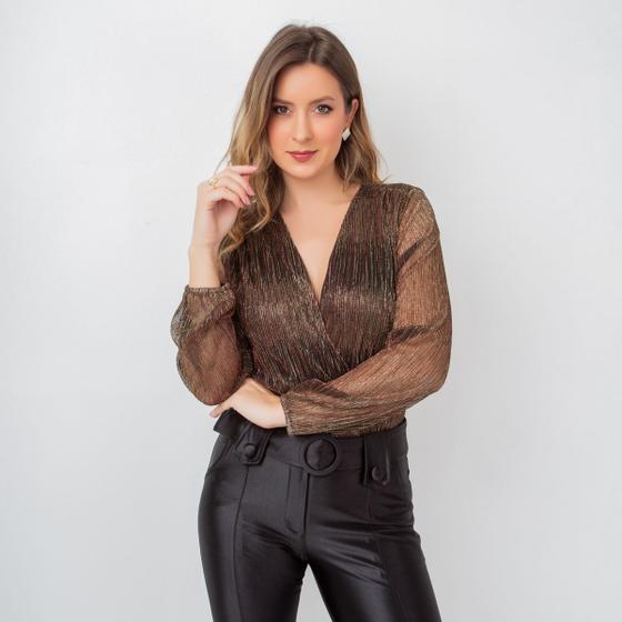 Imagem de Body susie tule lurex plissado feminino