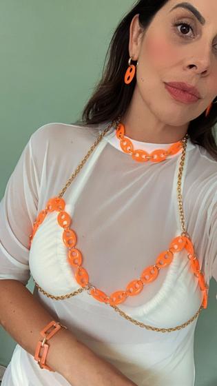 Imagem de Bodychain Borychain Sutiã lacre colorido banhado Carnaval