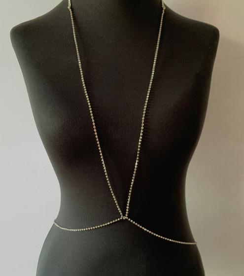 Imagem de Bodychain colar corporal de Strass Dourado e Prata Carnaval