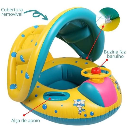 Boia Bebe Com Cobertura Modelo Carrinho Para Piscina Praia - Swim Boat ...