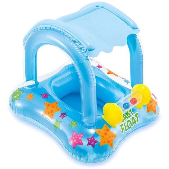 Imagem de Boia Bote Bebê Cobertura Fralda Infantil Rosa Ou Azu Boia Piscina Bebe 65cm