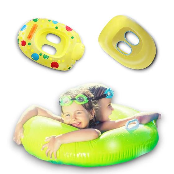 Imagem de Boia bote infantil criança bebe neném inflável divertida colorida piscina praia circular pneu com assento produto nacional ORIGINAL