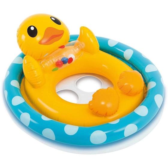 Imagem de Boia Bote Infantil Inflável Com Assento Pato Amarelo 71Cm