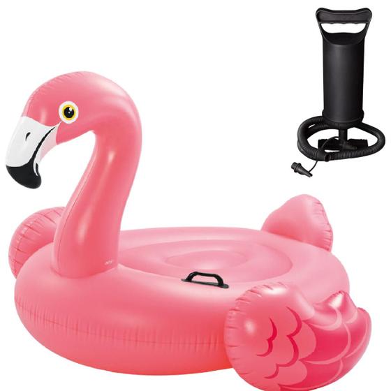 Imagem de Boia bote inflável flamingo infantil + bomba manual