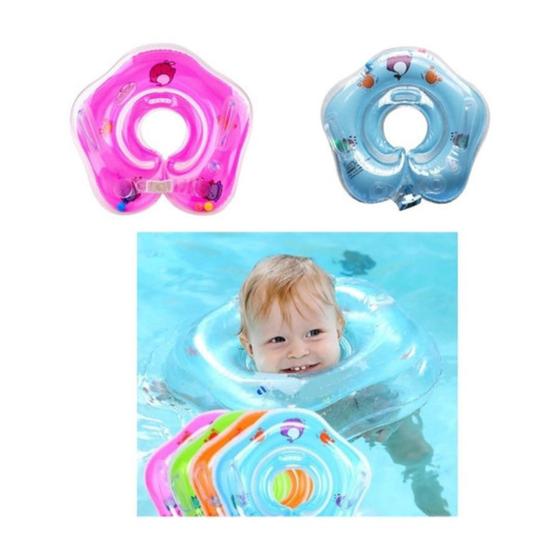 Imagem de Boia De Pescoço Para Bebê Inflável Piscina Com Alça Nadar Resistente Colorido