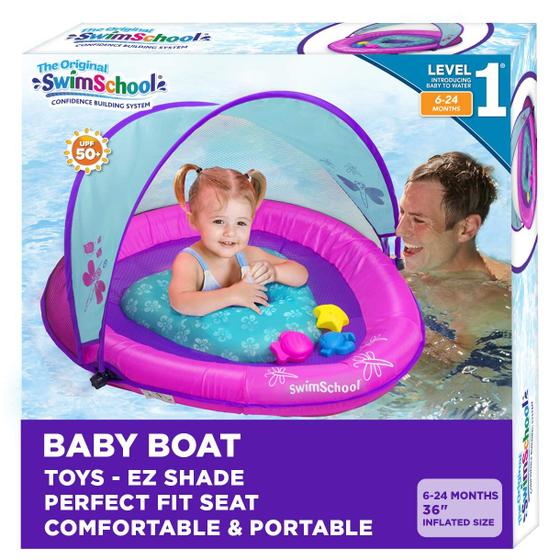 Imagem de Boia de Piscina Infantil SwimSchool Deluxe com Dossel (6 a 24 Meses)