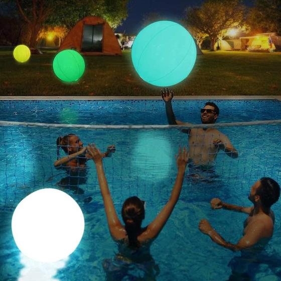 Imagem de Boia de Piscina Inflável com Luzes LED - Bola de Praia Iluminada