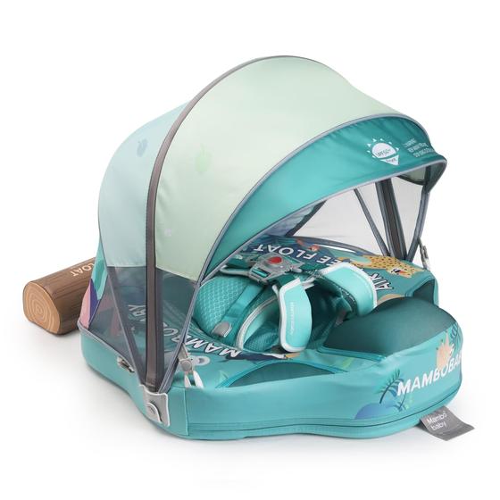 Imagem de Boia de Piscina Mambobaby para Bebê (3-24 Meses) - Com Dossel e Sem Inflação - Verde