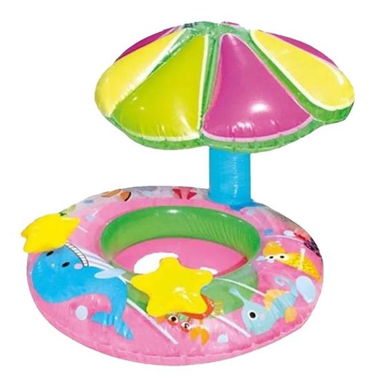 Imagem de Boia Flutuante para Bebê com Guarda Sol Inflável Piscina