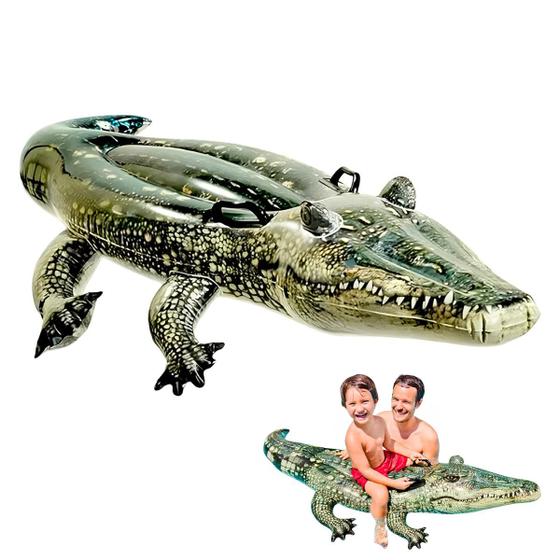 Imagem de Boia Infantil Crocodilo Gigante Realista com Alças Piscina