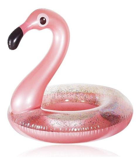 Imagem de Boia Inflável Flamingo Glitter Rose Metálico Grande