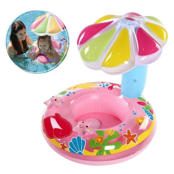Imagem de Boia Inflável Infantil Bebê com Cobertura e Assento Fralda