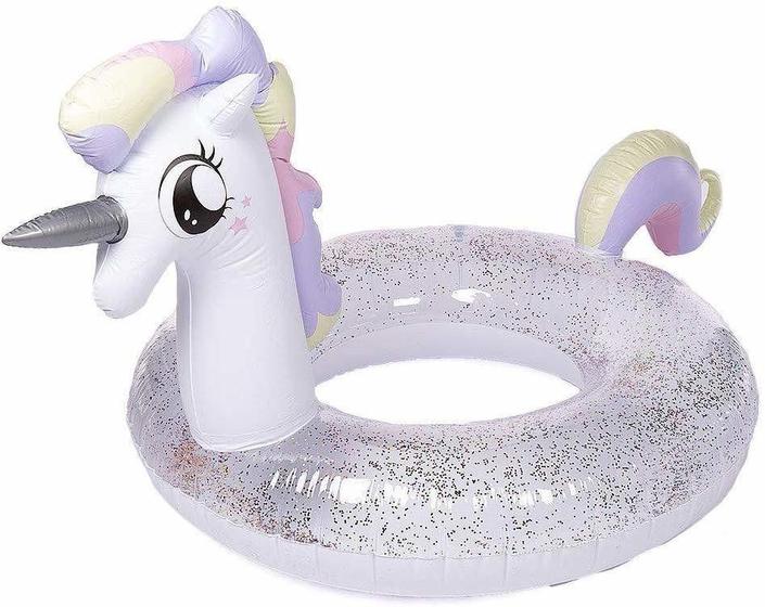 Imagem de Boia Inflável Unicórnio Com Glitter Unicorn Ring 120Cm