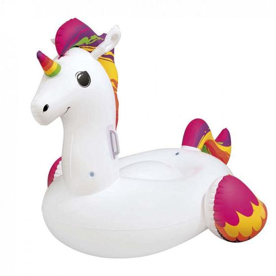 Imagem de Boia Unicornio Inflavel Media 1,63 X 1,12 M para Criancas Ate 45 Kg Branca  Mor