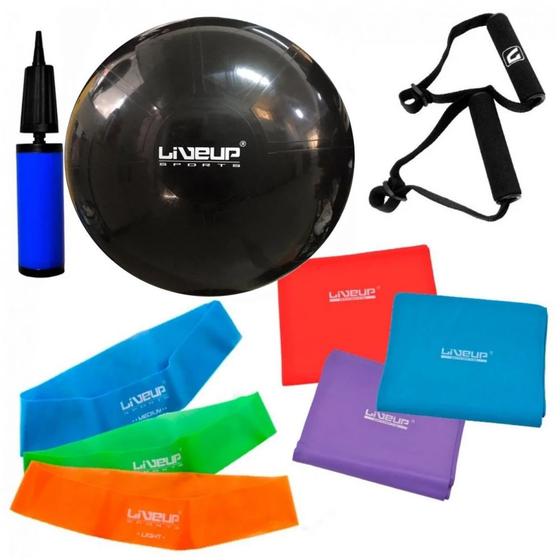 Bola 65 Cm com Mini Bomba + Pegador e 3 Faixas Elasticas + 3 Mini Band Liveup Sports Menor preço em Bola 65 Cm com Mini Bomba + Pegador e 3 Faixas Elasticas + 3 Mini Band Liveup Sports