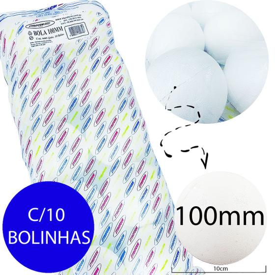 Imagem de Bola Bolinha Em Isopor 10cm (100mm) - Pacote Com 10 Unidades