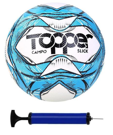 Imagem de Bola Campo Topper Slick Azul + Bomba de Ar