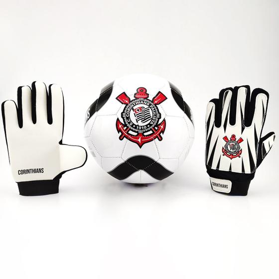 Bola Corinthians Branca + Luva De Goleiro Corinthians Kit Goleiro ...