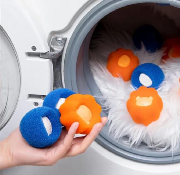 Imagem de bola da limpeza da máquina de lavar roupa do coletor do fiapo do removedor do cabelo dos 2 pecas