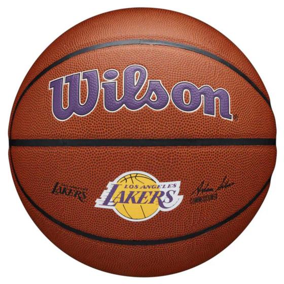 Imagem de Bola de Basquete Tamanho 7 NBA Team Alliance Pure Feel Cover Logotipo Times MVP Durabilidade Wilson