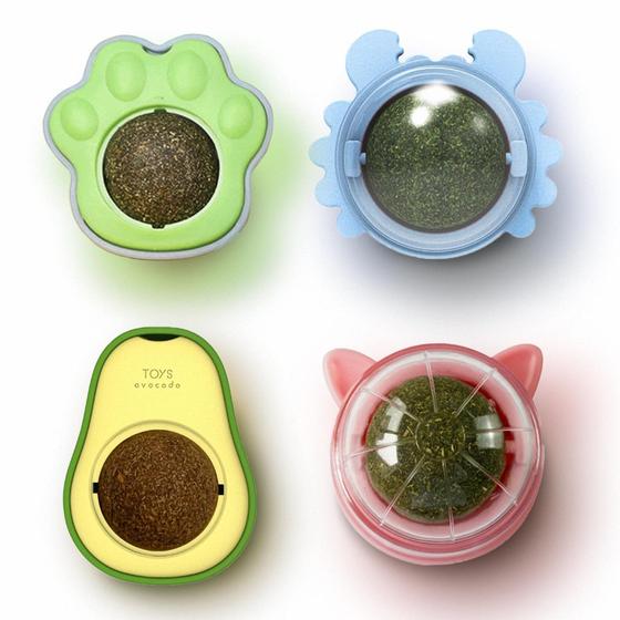 Imagem de Bola de Catnip Orgânica BOXTOHEART - Pacote com 4 Brinquedos Comestíveis para Gatos