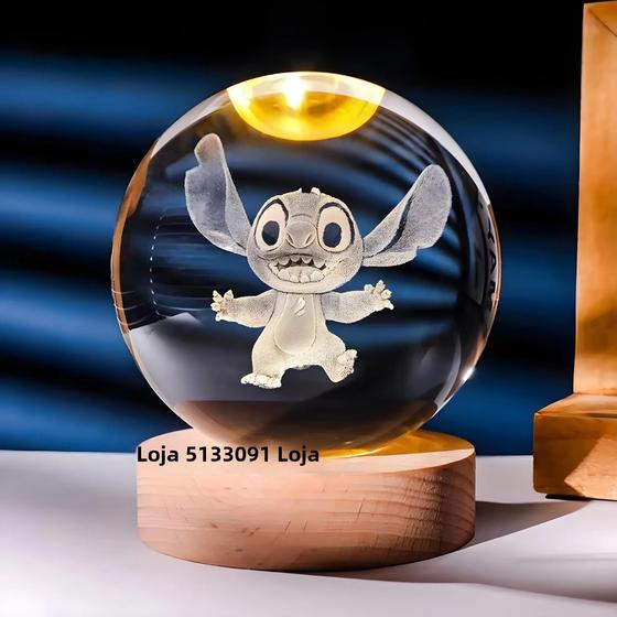 Imagem de Bola De Cristal 3D Infantil Luz Noturna 6 Cm Ponto Pikachu Doraemon Hello Kitty Presente Esculpido a