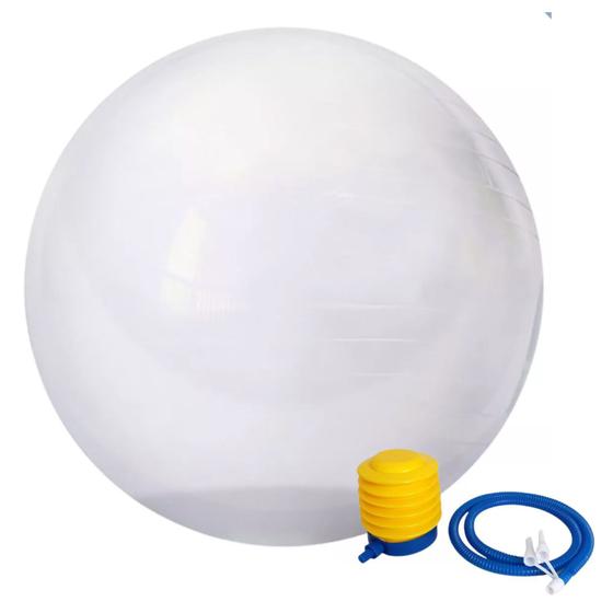 Imagem de Bola de Exercícios Pilates Yoga Abdominal 75cm Transparente com Bomba para Encher Suporta até 150kg