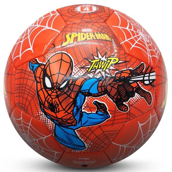 Imagem de Bola de futebol homem aranha vermelha de pvc tamanho 4 marvel mikasa
