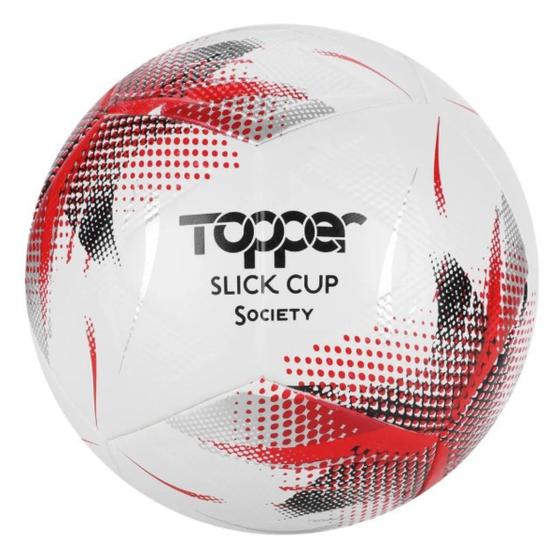 Imagem de Bola De Futebol Society Slick Cup Prata/vermelho/pret Topper